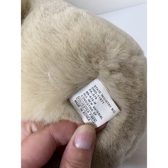Vintage Yangjee Teddy Bear Plush Beige Tan 14 Inch White Paws Ears Snot - Picture 8 of 10
